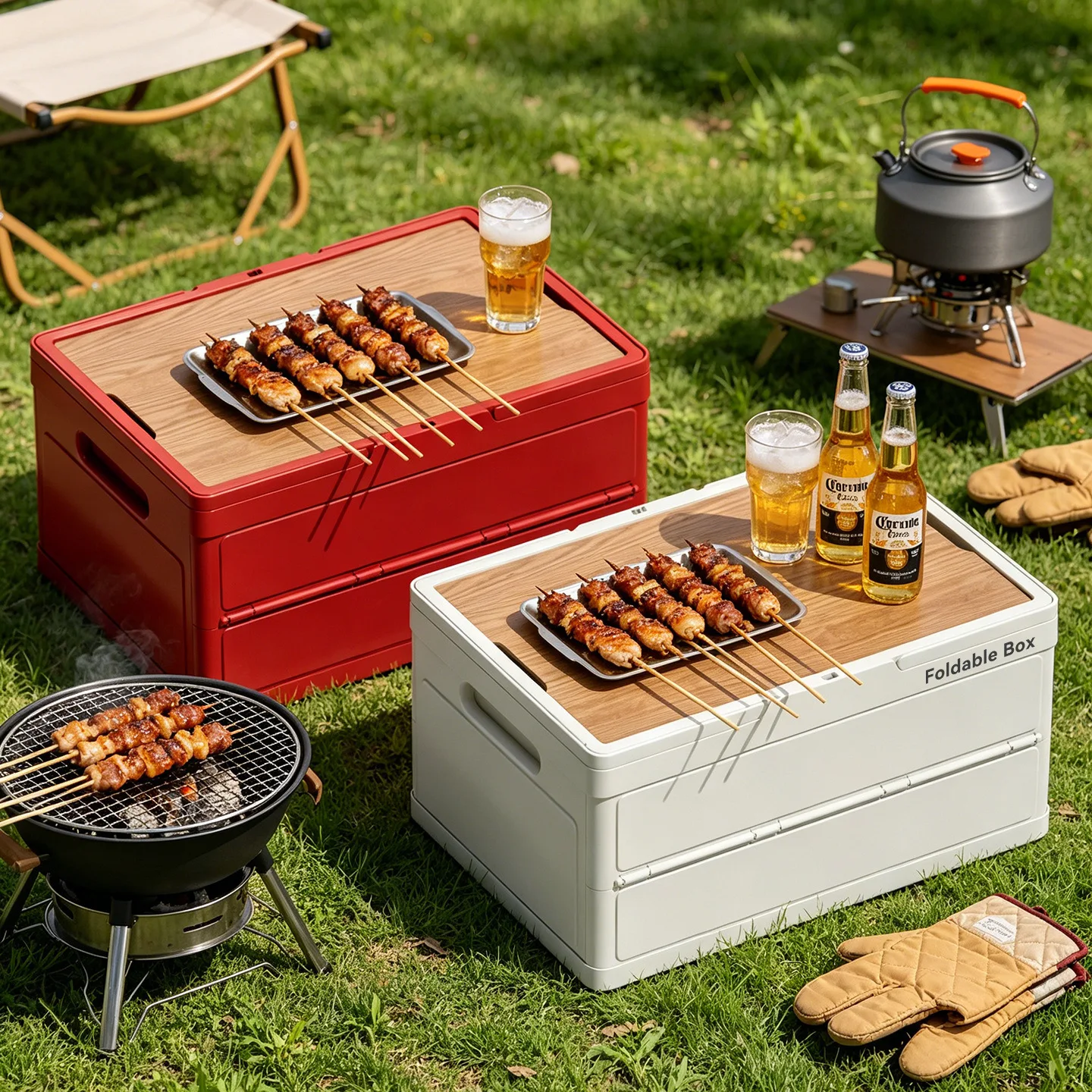 

Large Capacity Folding Storage Box, Outdoor Camping Portable Handheld Organizer Box, Car Trunk Picnic Storage Container