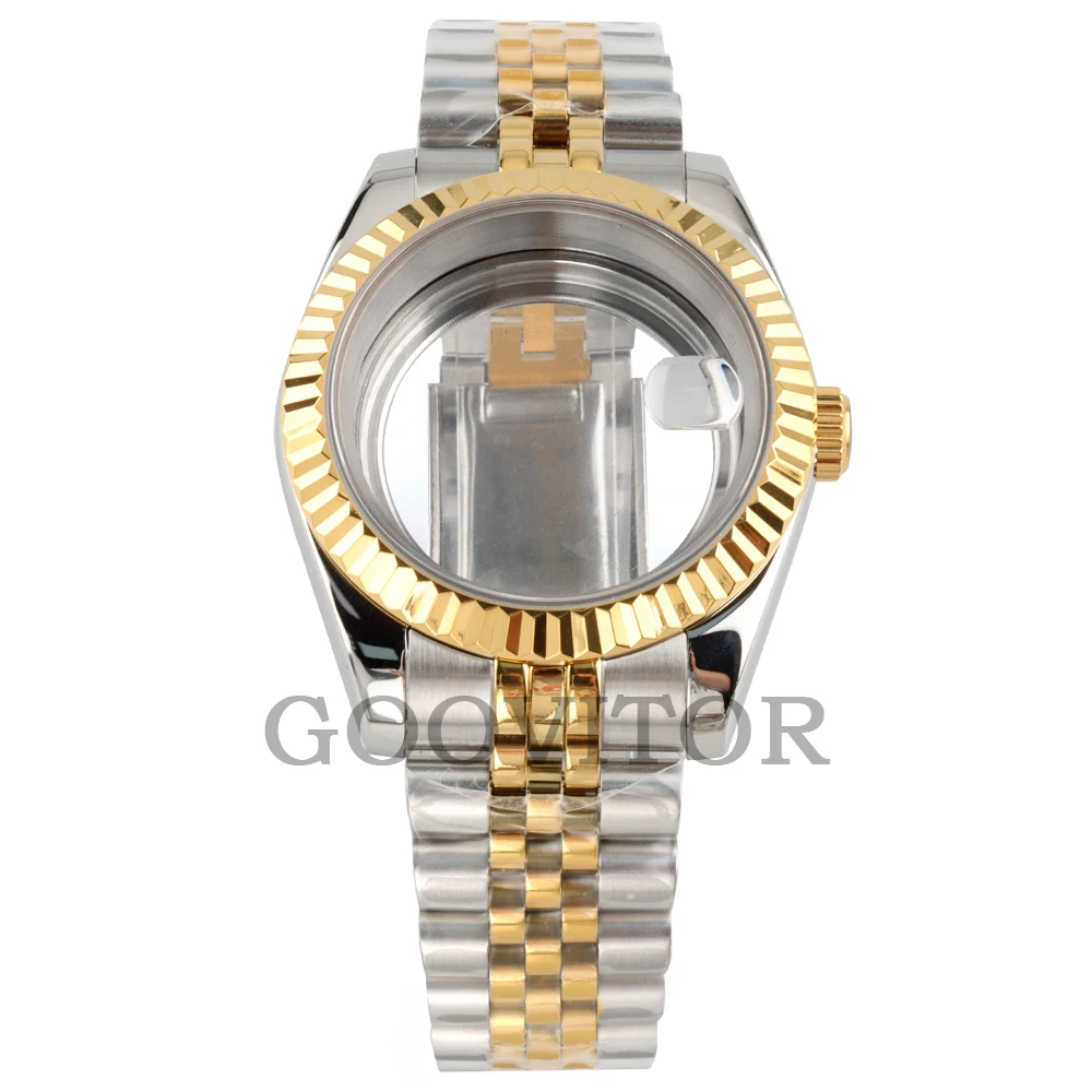 Корпус NH35 36 мм/39 мм, золотой, серебряный, корпус из нержавеющей стали, сапфировое стекло, водонепроницаемый для Seiko NH35 NH36, механизм, циферблат 28,5 мм