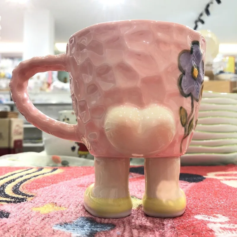 Ceramic Porcelain Mug Cup Cute Funny Peach Butt Kawaii Impish Expression Coffee Tea Home Office Drinkware Birthday Gift Novelty