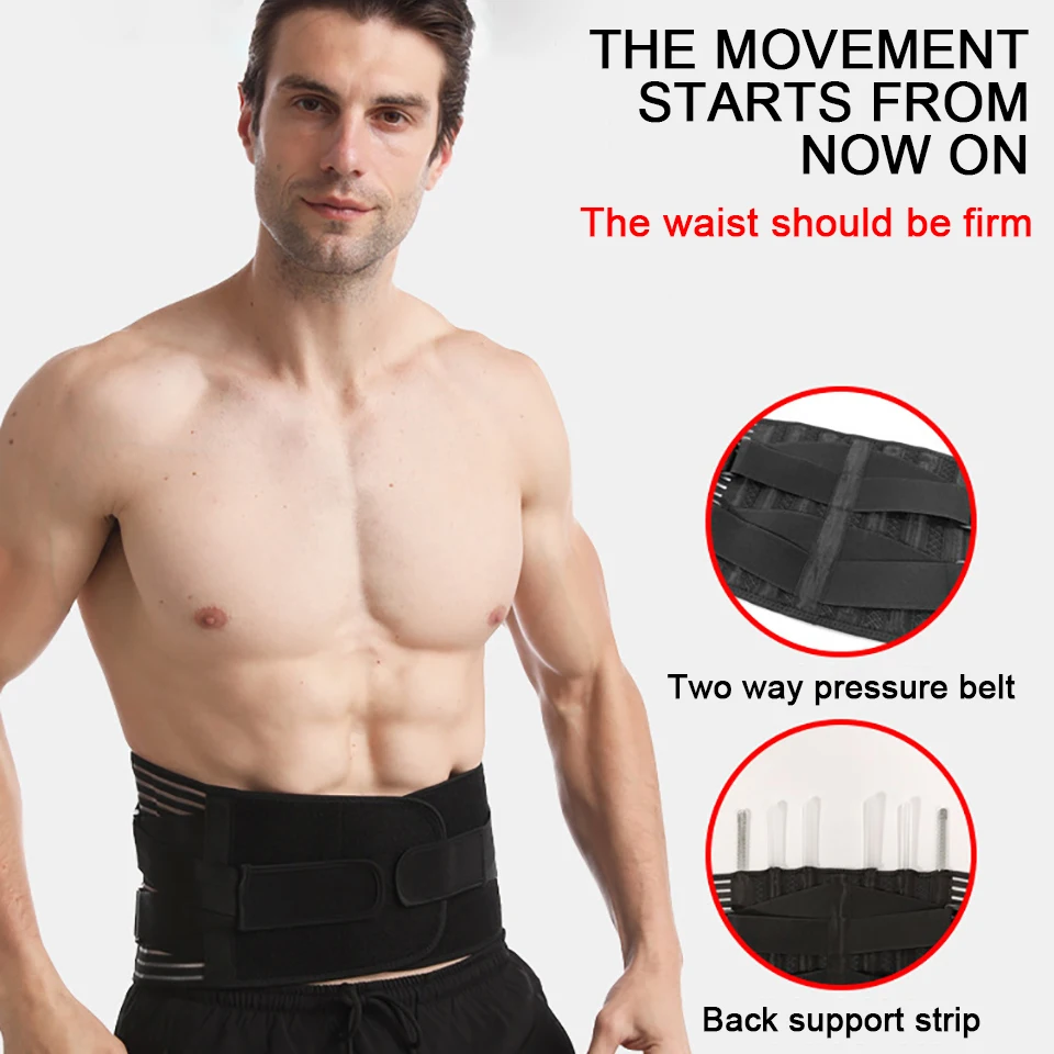 Adjustable Elstiac Lumbar Back Belt Waist Support Trainer Lumbar Pad with 6 Stays Abdominal Binder Fitness Gym Belts Women Men