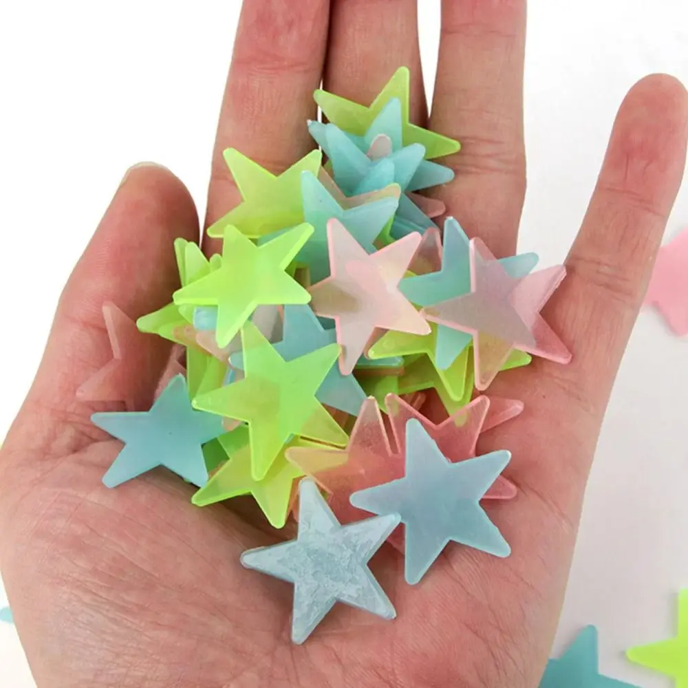 100Pcs/Set Glow In The Dark Luminous Wall Stickers Nursery Ornament Colorful Star Wall Art Stickers DIY