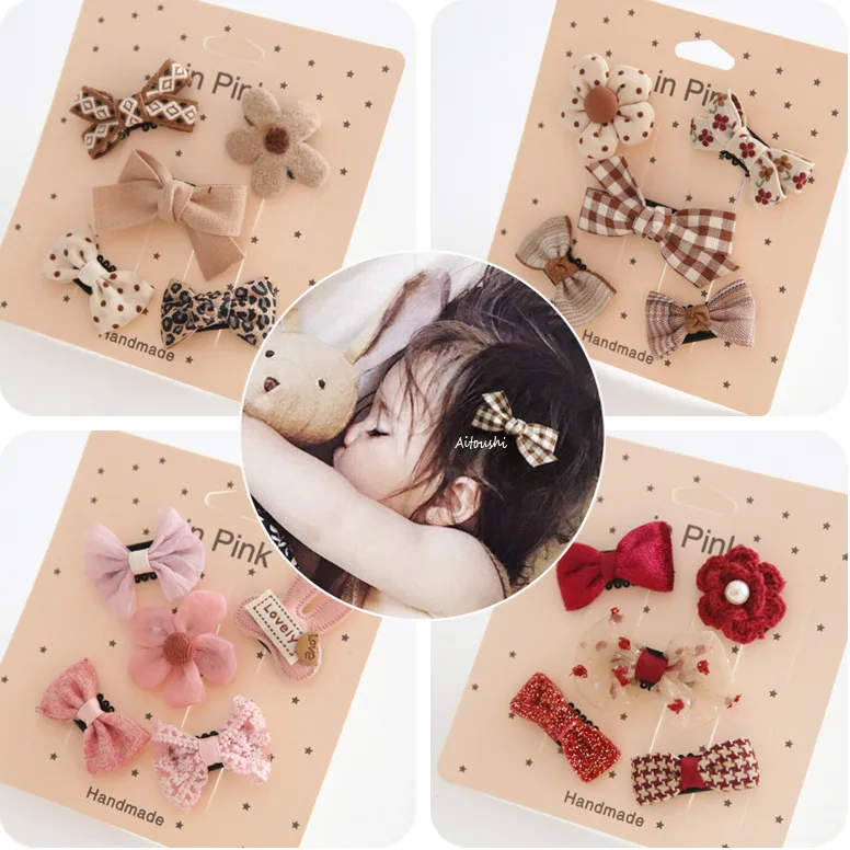 New Design Mini Bow Hairgrips Baby Cartoon Hairpin Children Boutique Barrettes  Girls Kids Hair Accessories 0-6month TZ12