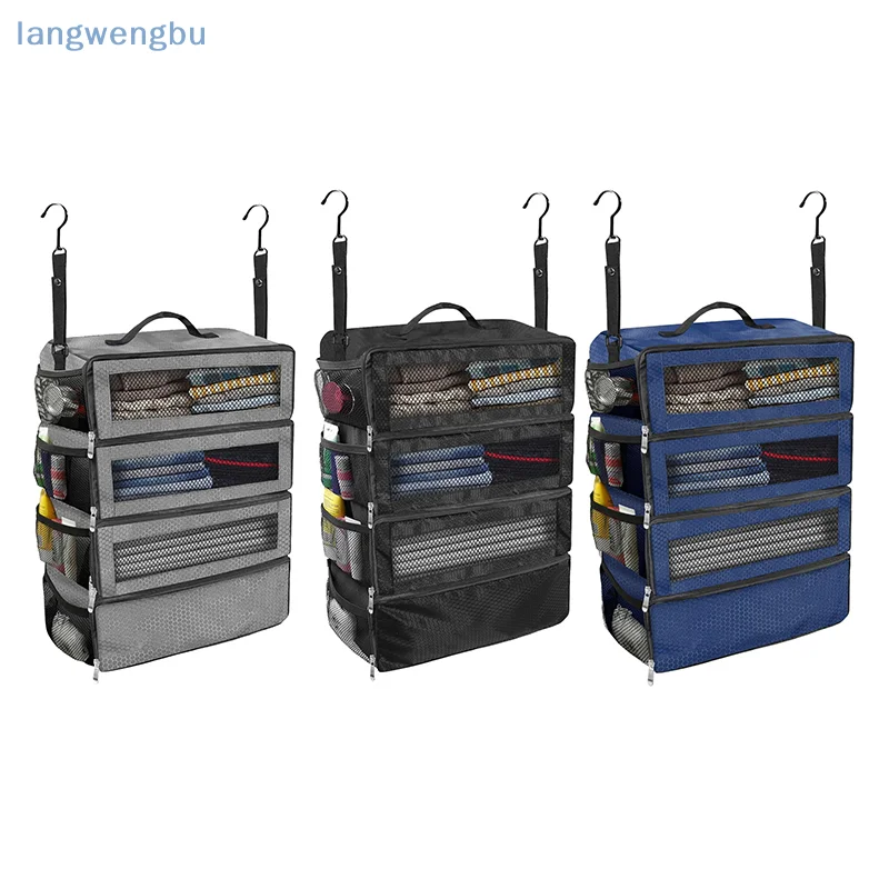 

Suitcase Organizer High-capacity Travel Luggage Organizer Hanging Shelve Packing Cube Closet Collapsible Hanging Storage Bags