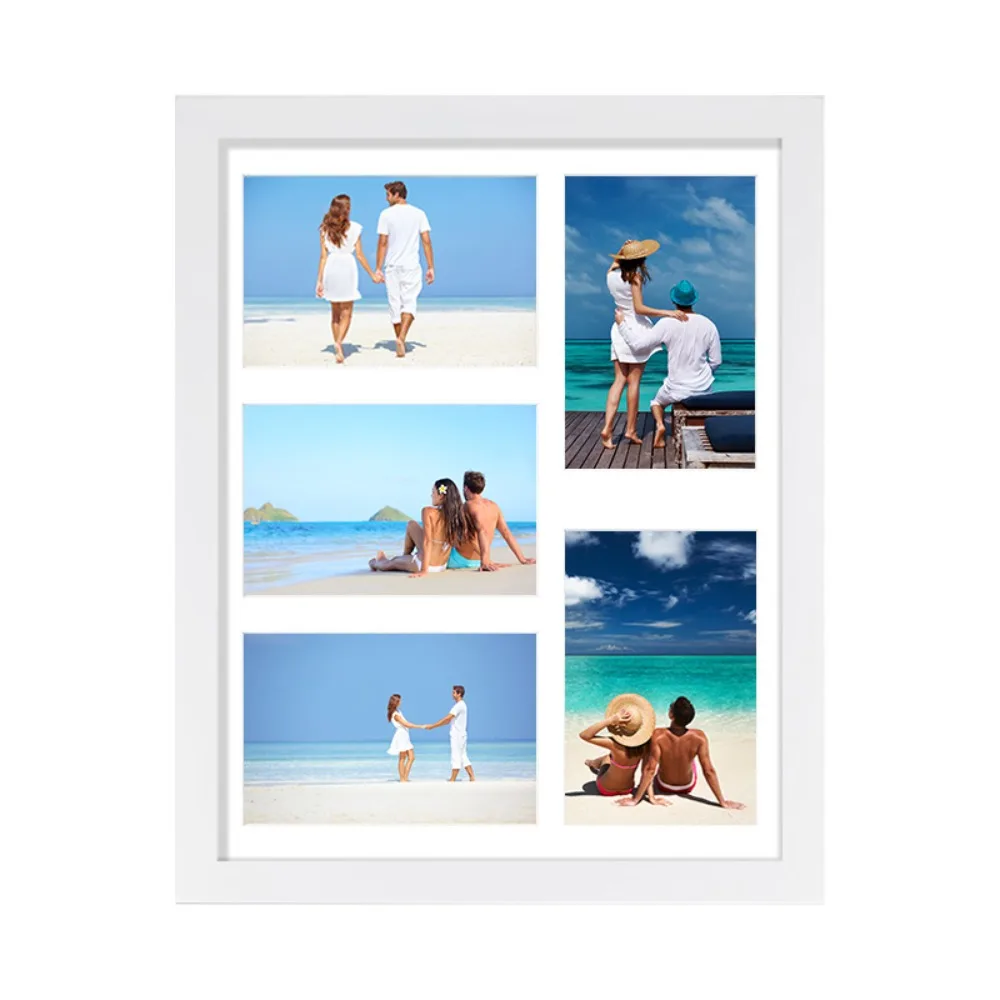 Multi-functional 5-Grid Photo Frame Handmade Rectangle Collage Frame Changeable Wooden Picture Frame Wall Decoration