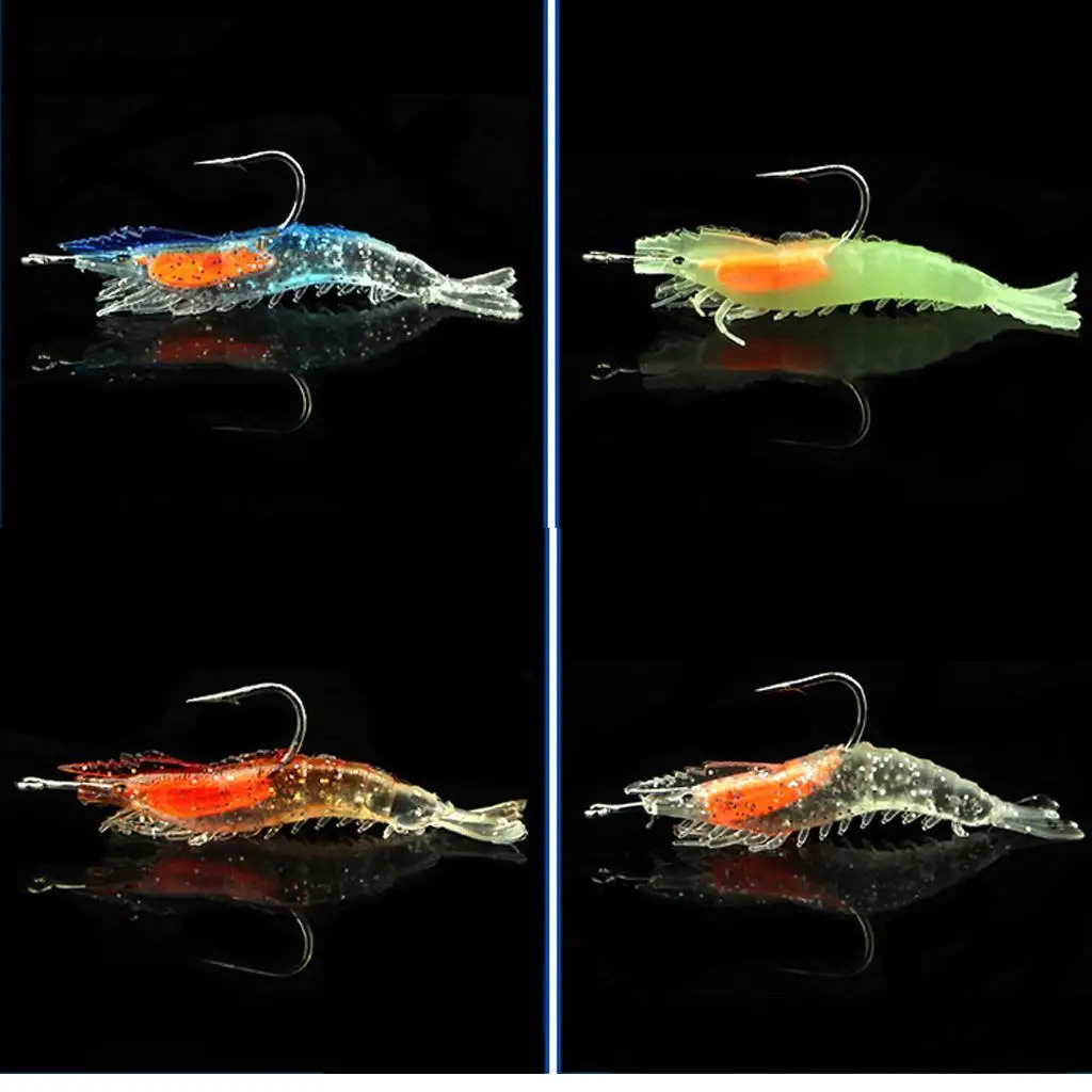 5Pcs Soft Shrimp Fishing Lure Barbed Hooks Artificial Baits Simulation Prawn