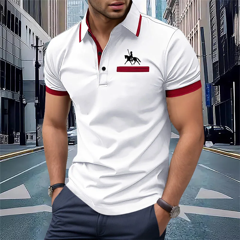 Summer men's short sleeved polo shirt business office casual breathable  male T-shirt European and American plus size top image 3