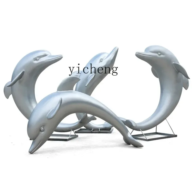 BJ-8   simulation dolphin fiberglass sculpture ornament seaside beach aquarium garden landscape lawn decoration