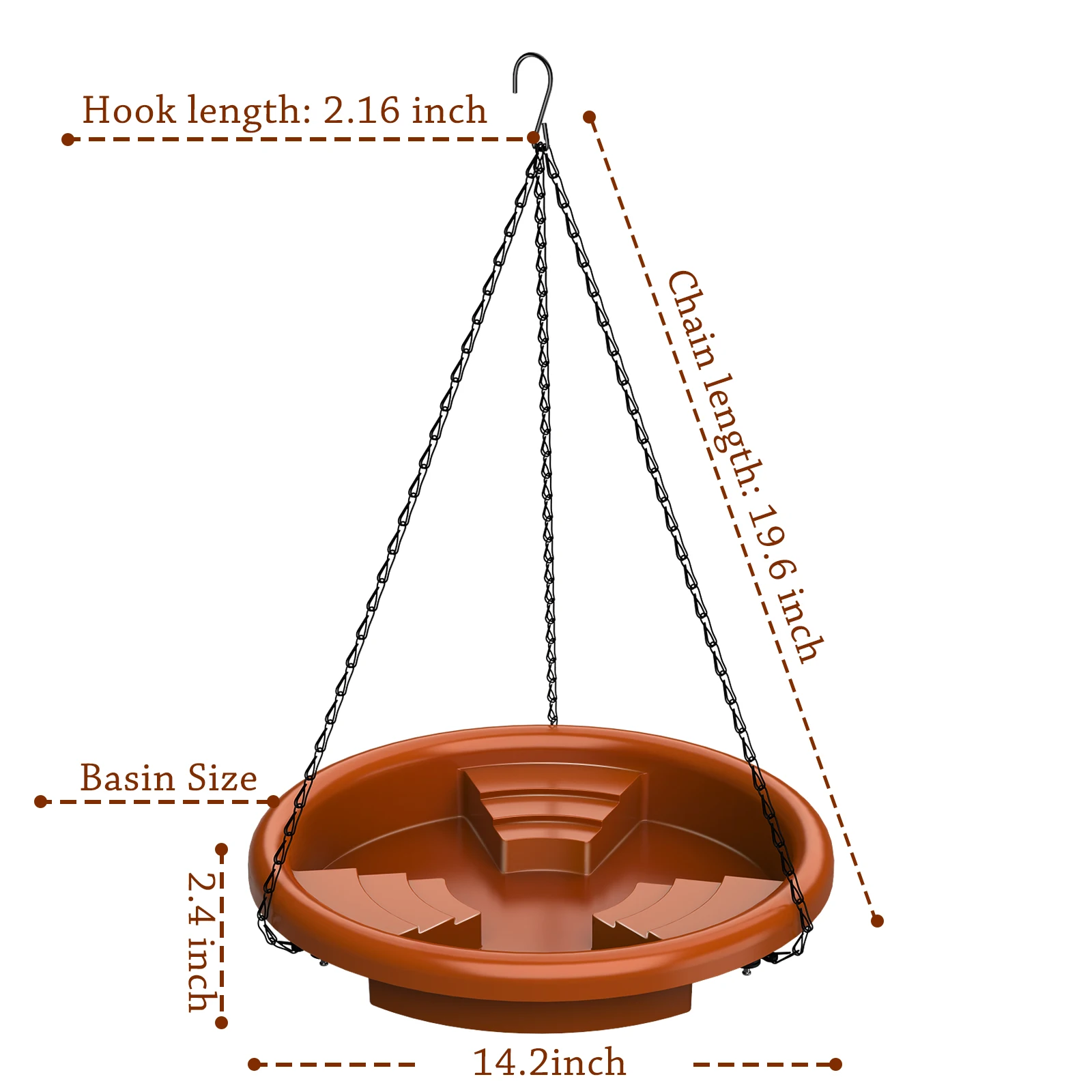 Outdoor Bird Drinking Bird Feeder Tray Bird Seed Catcher Tray Platform with Hook and Chain for Outdoor Garden Yard Patio