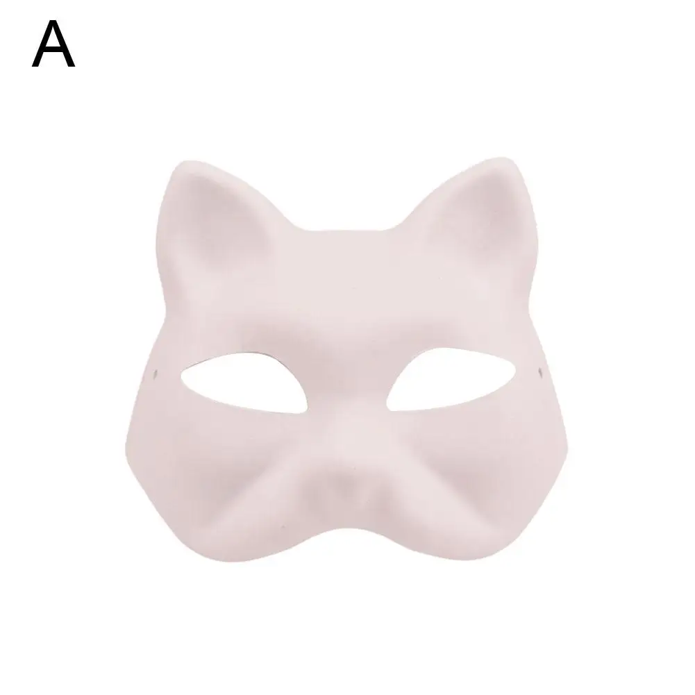 Cat Face Mask DIY Hand Painted Blank Mask Children's Mask Decor Kindergarten Teaching Party Costume Masquerade Costume Cosp B5E3