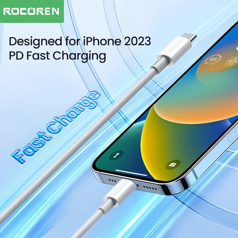 Rocoren 60W USB C to Type C PD Cable For Macbook iPad Xiaomi USB-C Fast Charging Charger For iPhone 15 Pro Max Type-C Data Cable