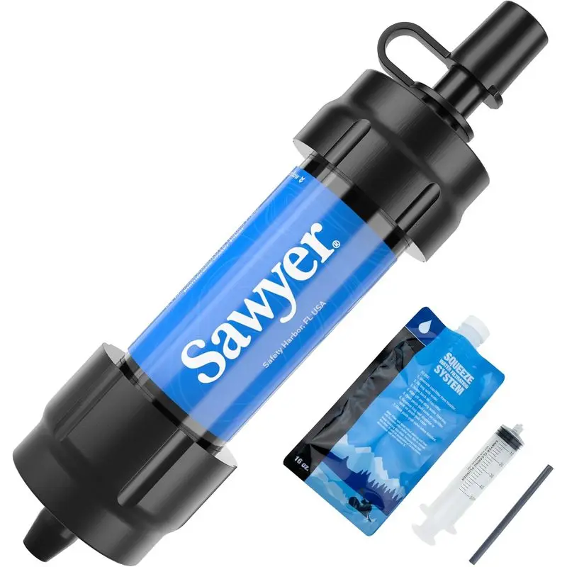 Sawyer Products Mini Water Filtration System Portable Survival Water Filter for Camping Hiking Outdoor Travel Emergency Use