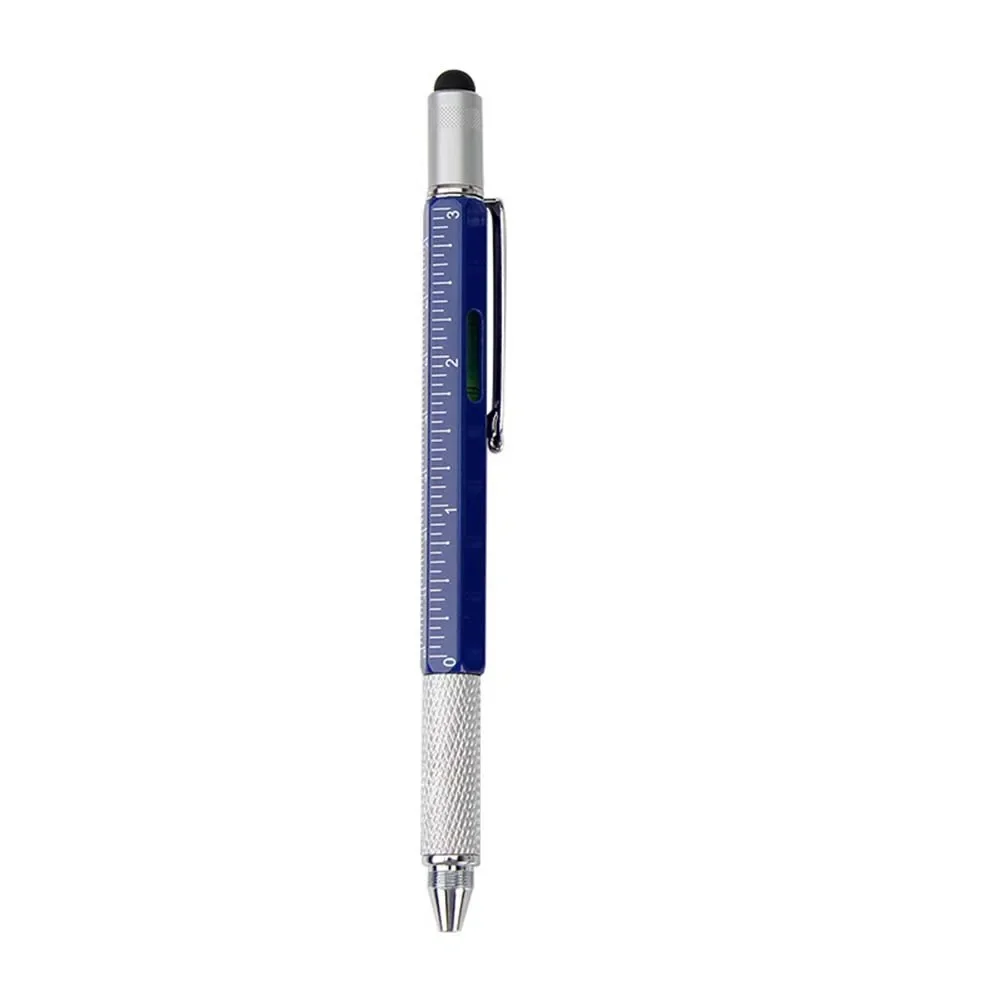 6 In 1 Multi-function Tool Pen Multiple Colors Available Hand Tool Level Scale Touch Screen Metal Ballpoint Pen