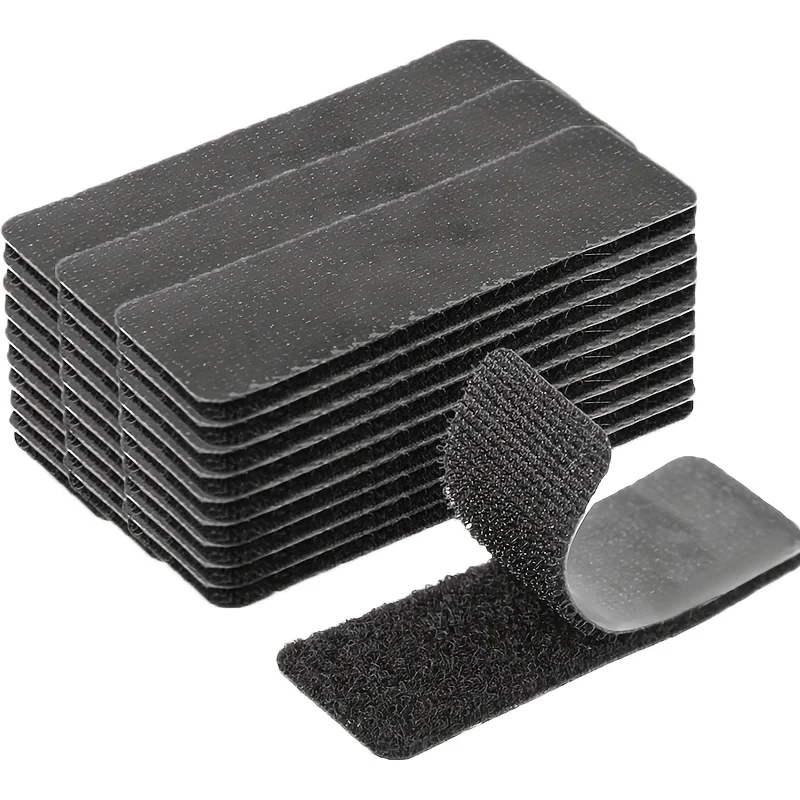 100Pcs Strong Self-Adhesive Hook and Loop Tape 2.76inch Black Anti-Slip Removable No Trace Cable Ties for Furniture Office So...