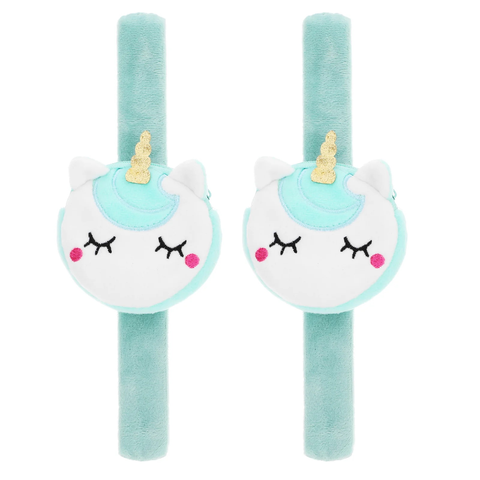 2 Pcs Bulk Toys Pop Ring Wallet Unicorn Coin Purse Slap Bracelets Party Favors Bags Flash Wristbands Sky-blue Kids Baby