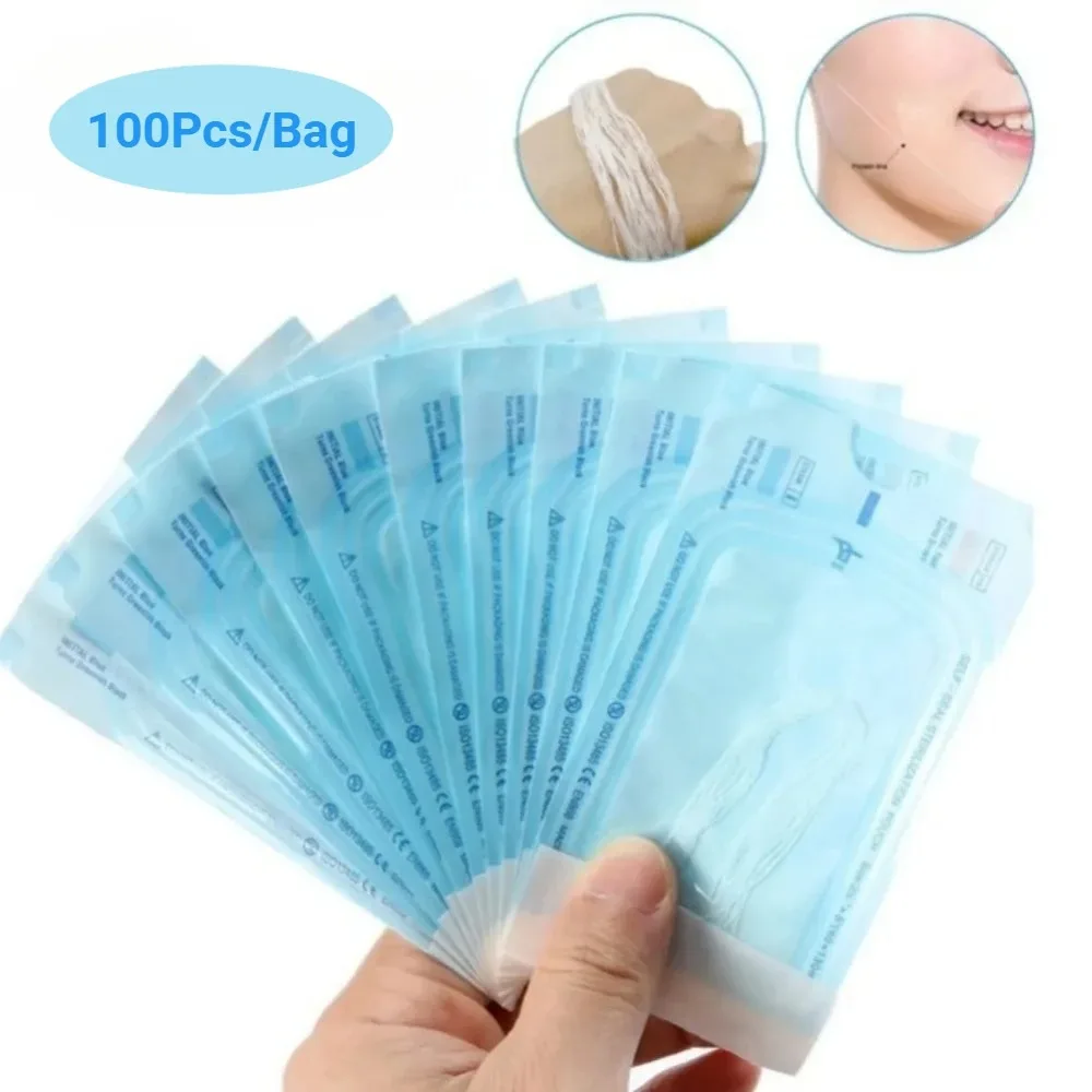 100Pcs/Bag Absorbent Collagen Threads No Needle Gold Protein Line Anti Aging Women Collagen Face Filler Protein Thread Skin Care