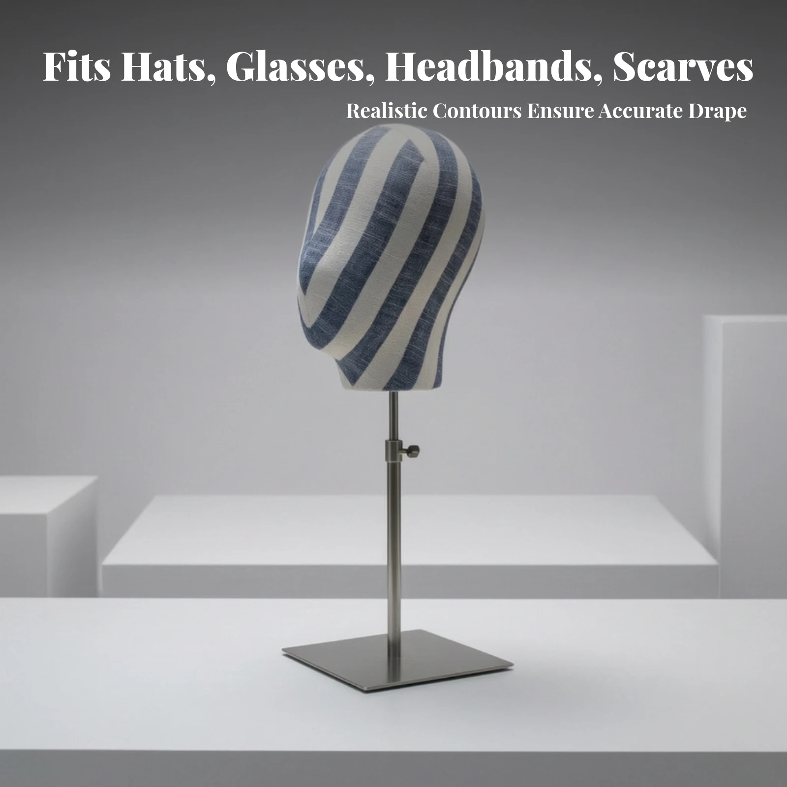 Mannequin Head with Stand Professional Fabric Mannequin Head Stand Bust Elegant Display Model Premium for Retailers