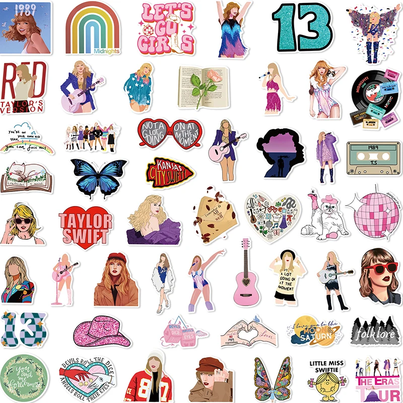 50PCS NEW Taylor Swift Cartoon Image DIY Stickers International Singer SuperStar Mobile Phone Shell Waterproof Graffiti Sticker