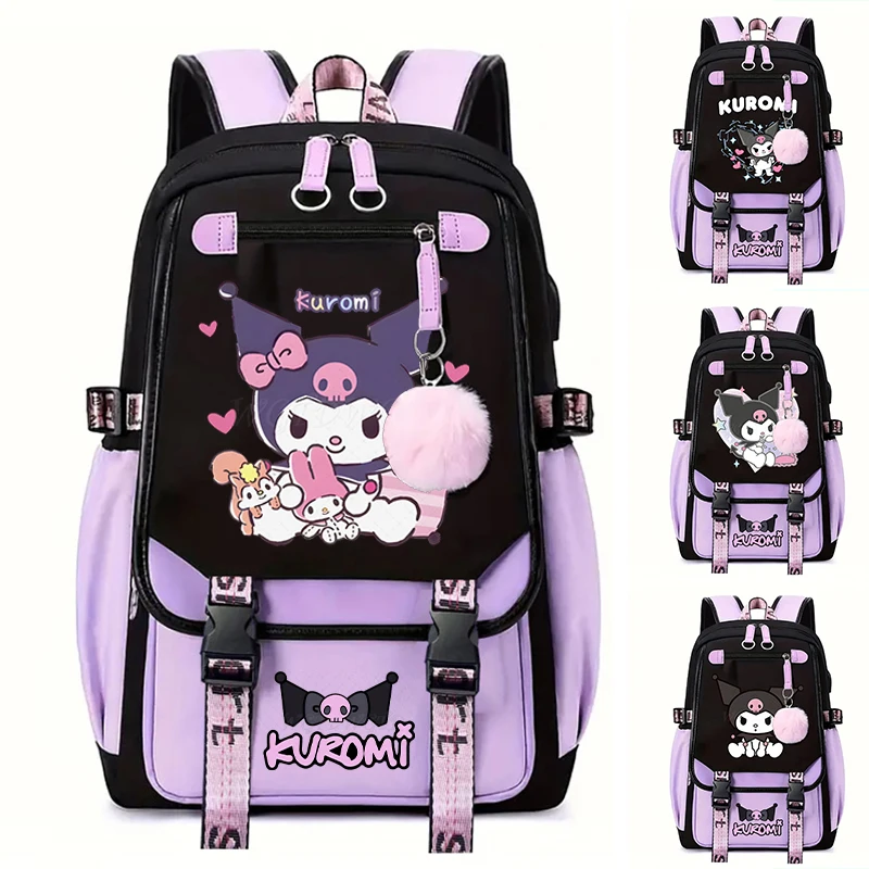 

Mochila Kuromi Melody Large Capacity Waterproof Backpack Teen Girls Boys Anime Cosplay Kuromi Travel Rucksack Women Bagpack Gift