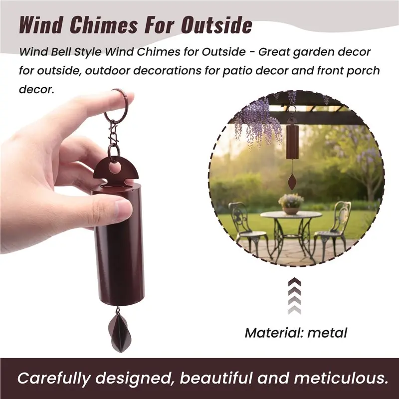 HLZS-Wind Chimes For Outside, Garden Decor, Heroic Windbell Outdoor & Patio Decor (10In) Wind Chime, Garden Decor For Outside Du