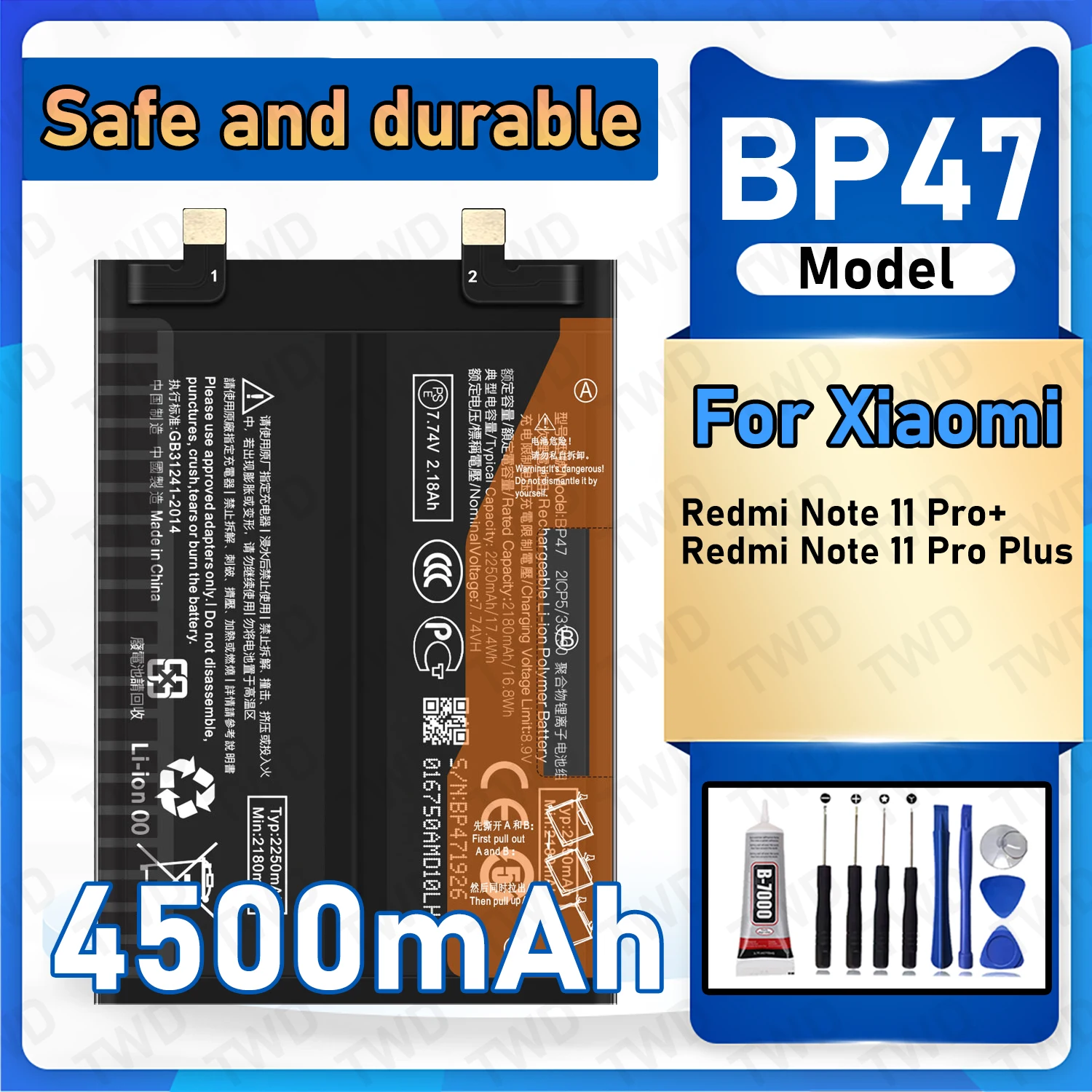 BP47 Large capacity 4500mAh Battery For Xiaomi Redmi Note 11 Pro+/Redmi Note 11 Pro Plus Batteries New High Quanlity