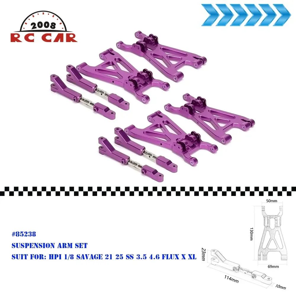 8P Metal Front+Rear Upper+Lower Completed Suspension Arm Set #85238 FOR RC Car 1/8 HPI SAVAGE 21 25 SS 3.5 4.6 FLUX X XL