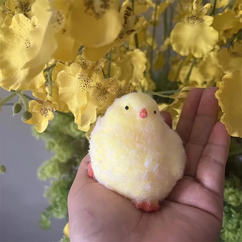 2024 Color Kawaii Handmade Silicone Soft Flocked Yellow Imitation TPR Soft Chicken Adult Children Cute Gift Toys squishy Chicken