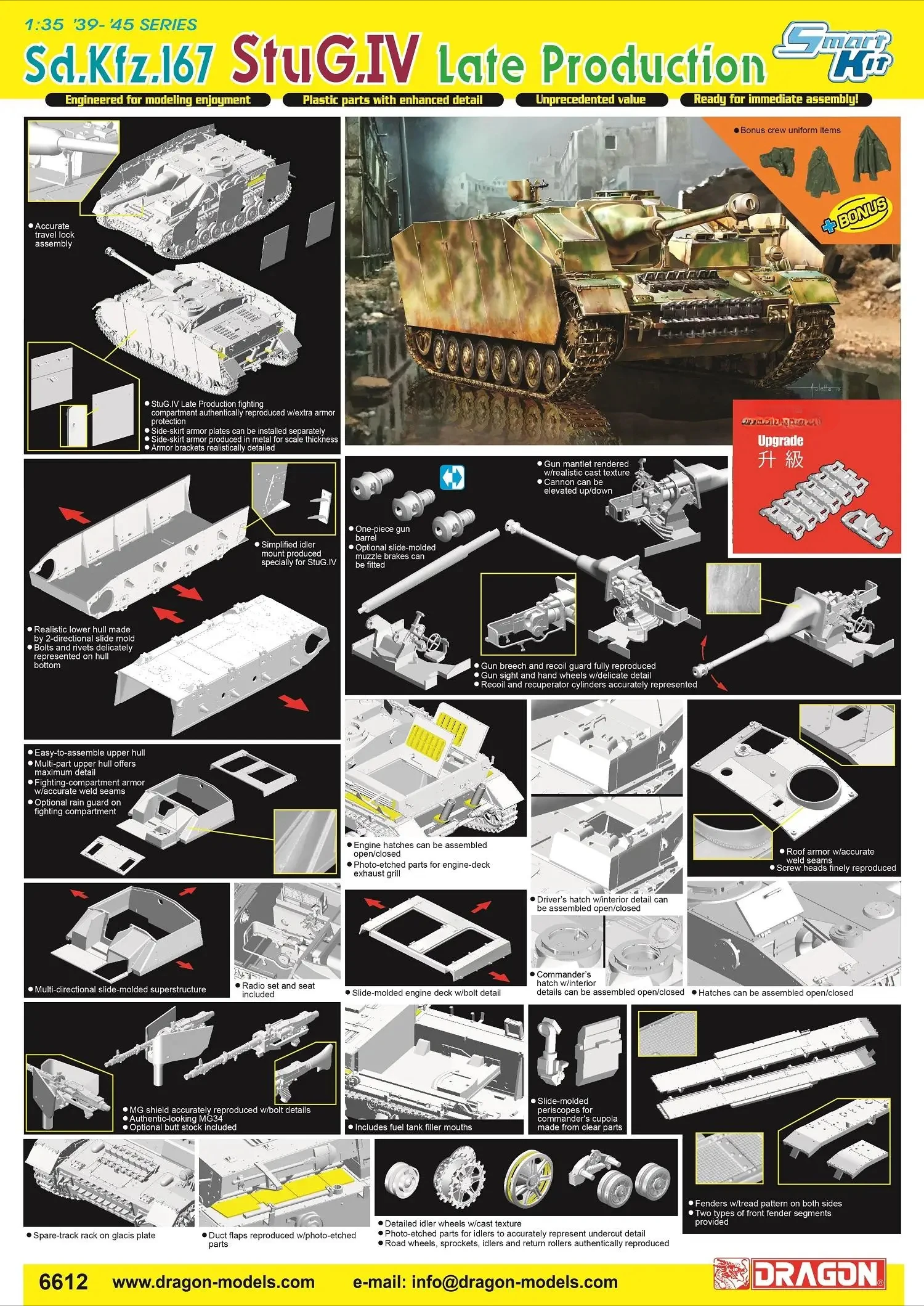 DRAGON 6612 Scala 1/35 Seconda Guerra Mondiale Tedesco Sd.Kfz.167 StuG.IV Produzione tardiva con binari