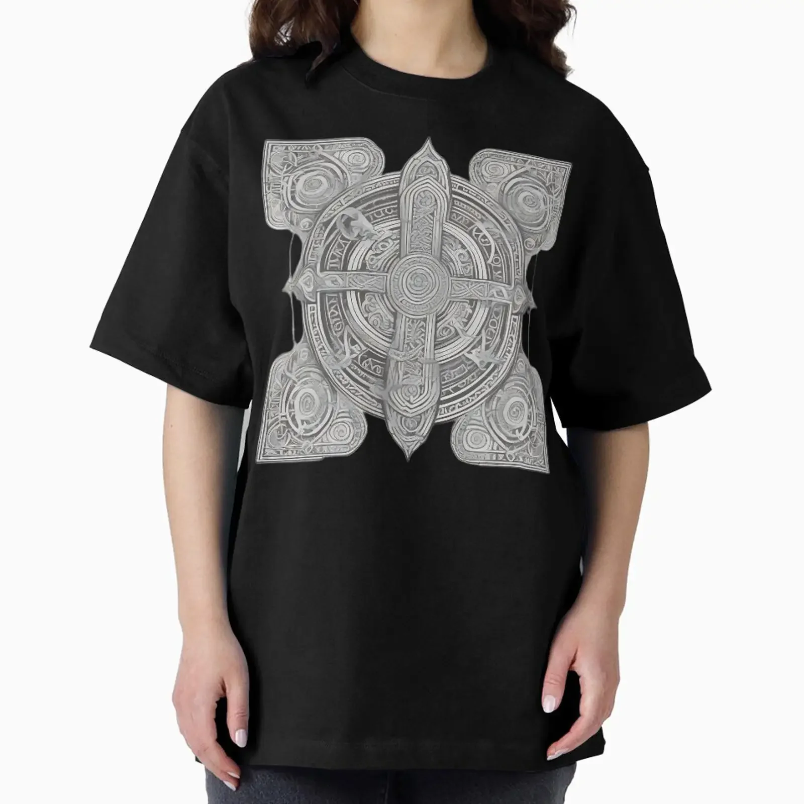 Helm of Awe Galdrastav Norse Runic Magic Sigil Etching, conçu et vendu par DarkOriginArts, graphique vintage légèrement délavé