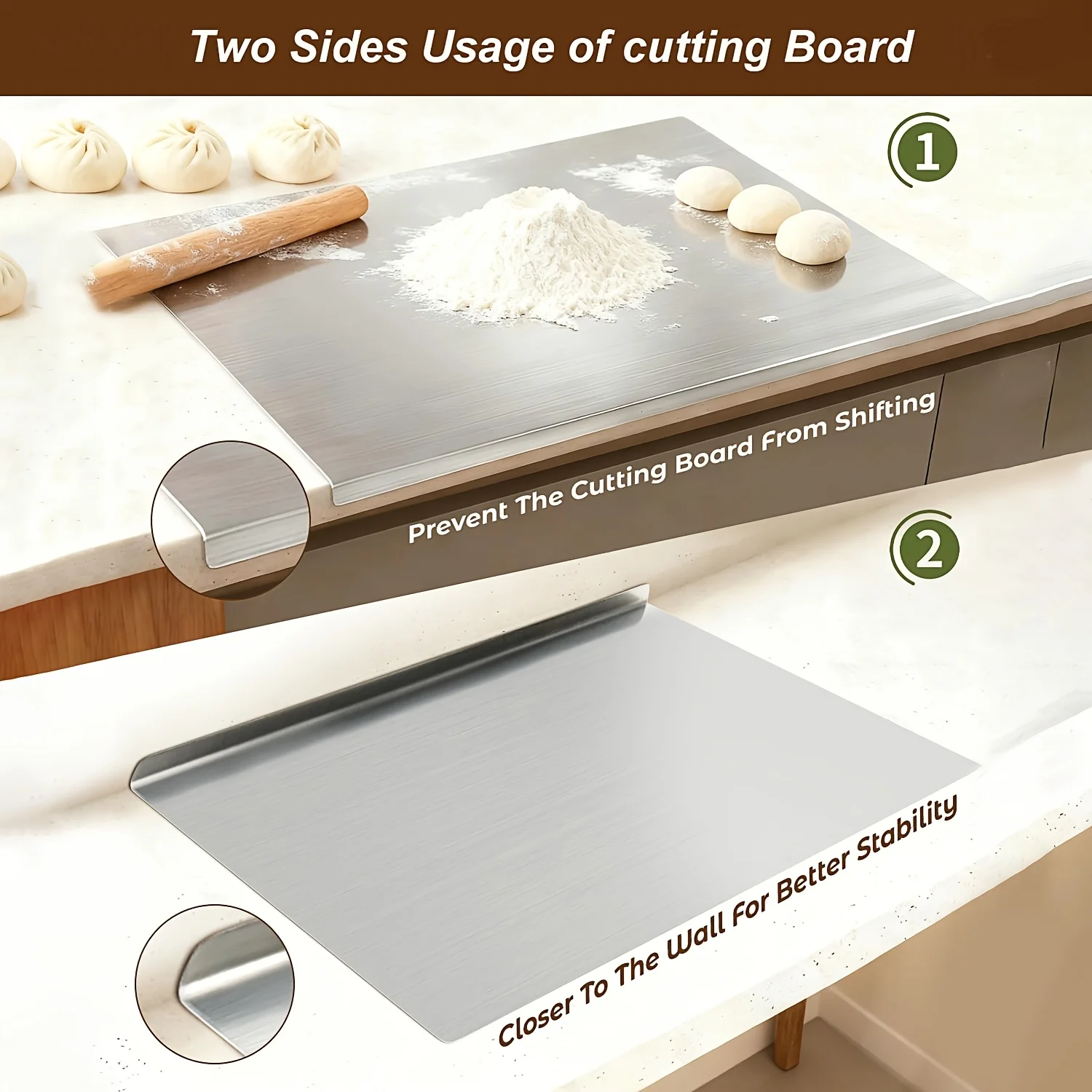 Stainless Steel Cutting Board Daily Baking Cooking For Home Kitchen Practical Food Cutting Mat With Free Yellow Kitchen Scissors