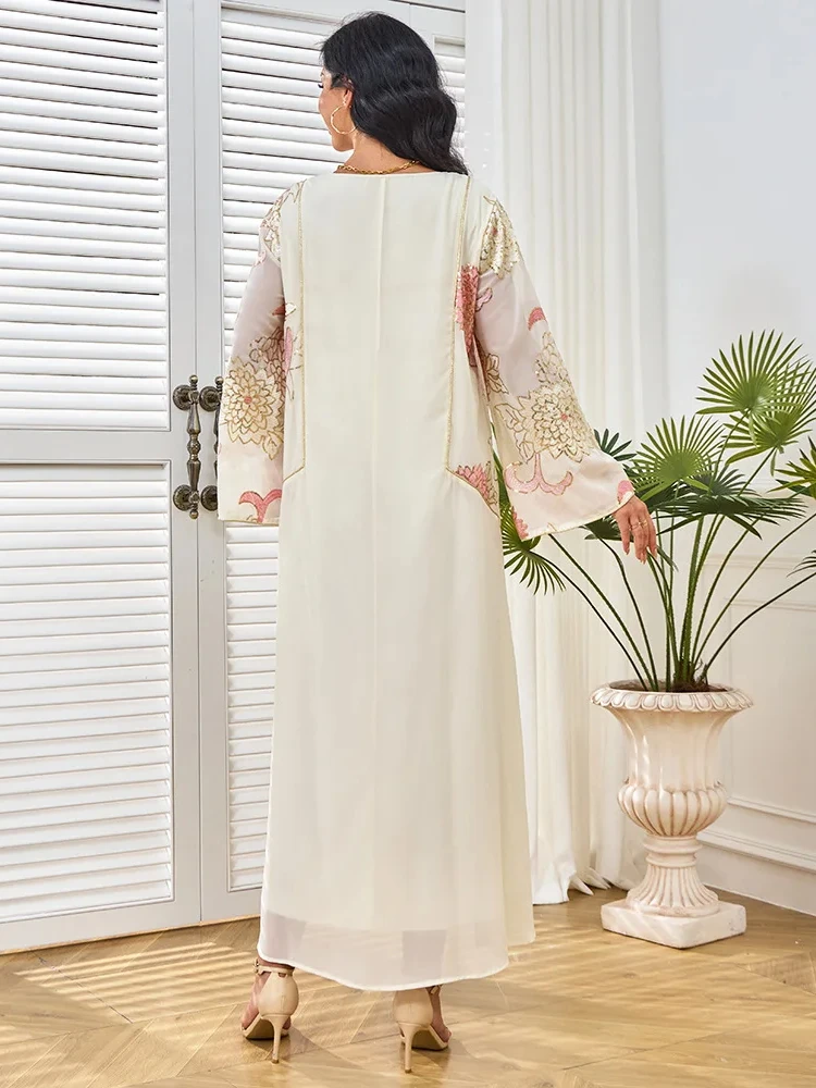 Eid Muslim Women Party Dresses Embroidery Sequins Abayas Jalabiya Ramadan Dubai Vestidos Islam Arab Long Robe Morocco Kaftan