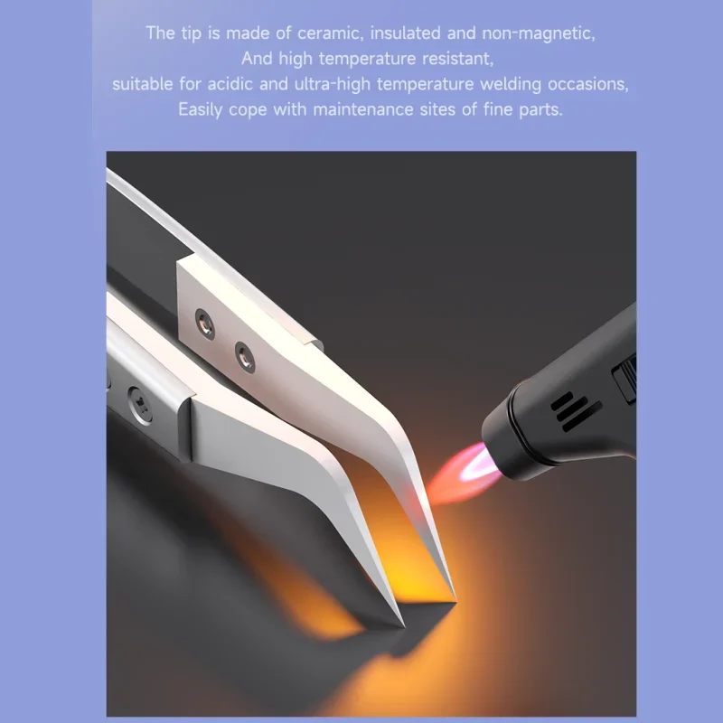 Mechanic S-grade Ceramic Tweezers Non-magnetic Precision Insulation Straight/Curved Tip for Phone Electronic Flying Wires Repair