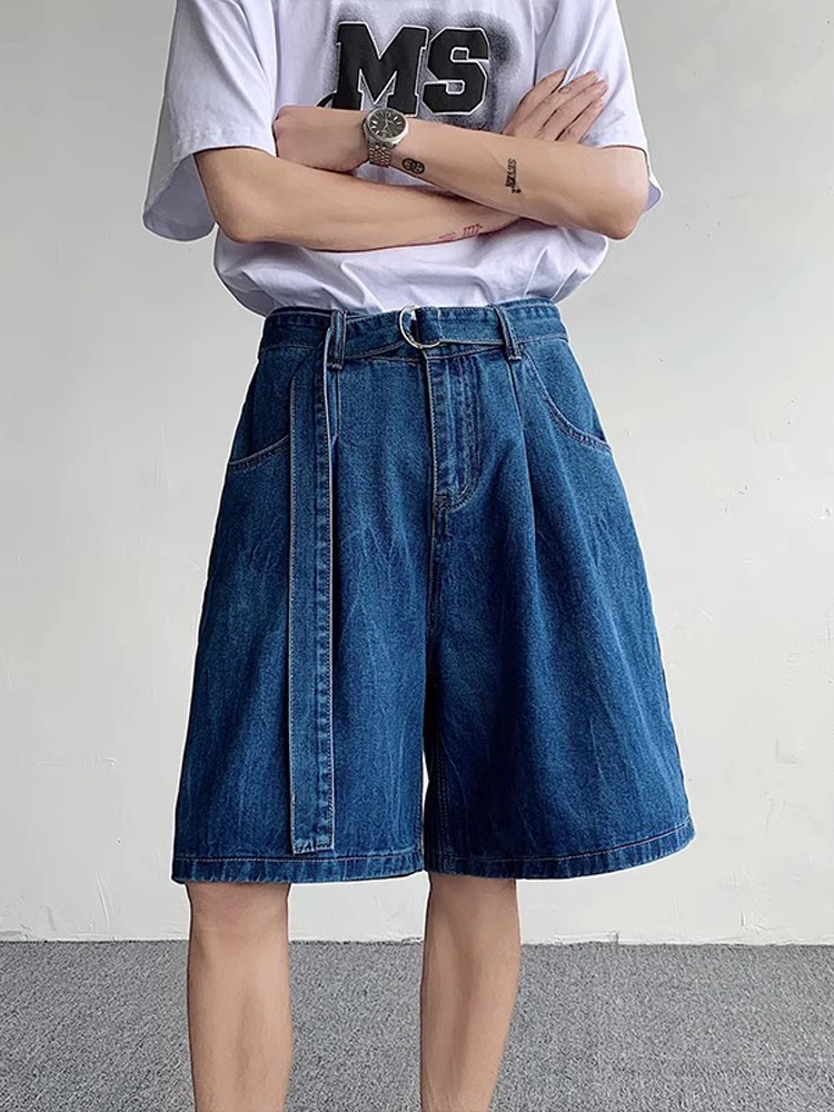 

Мужские винтажные джинсовые шорты Deep Blue, летние, прямого кроя, оверсайз, длиной до колена, молодежные, модные, повседневные