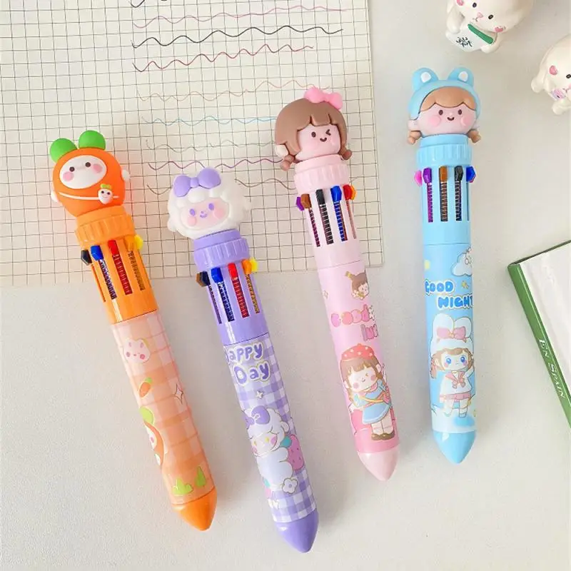 Colorful Diary Accessories Useful Polychromatic Good Looks Ten Color Ballpoint Pen Lovely School Supplies Gifts For Students