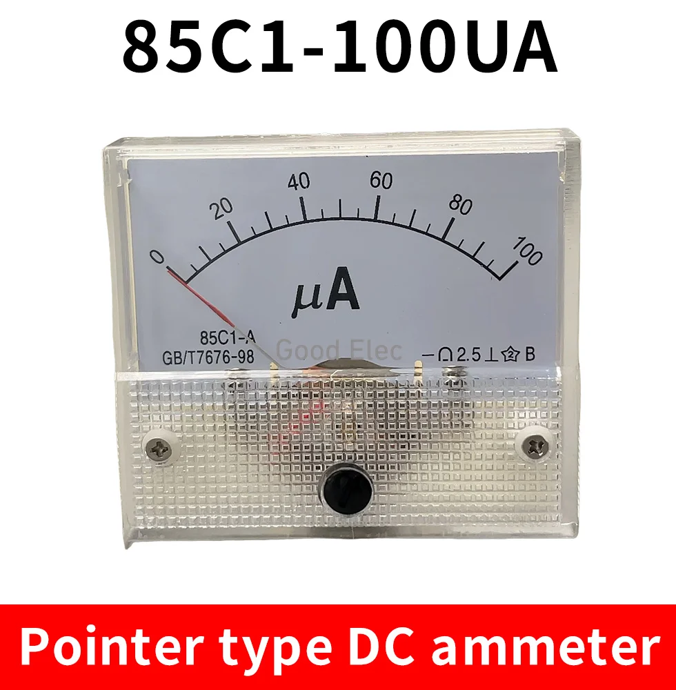 85C1 Ammeter dc Analog Current Meter Panel Mechanical Pointer Type 50UA 100UA 200UA 300UA 400UA 500UA