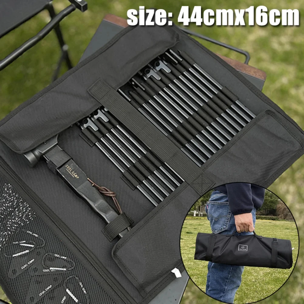 Oxford Cloth Tent Stake Storage Bag Camping Peg Storage Bag Ground Nails Storage Bag for Tent Pegs and Camping Hammer