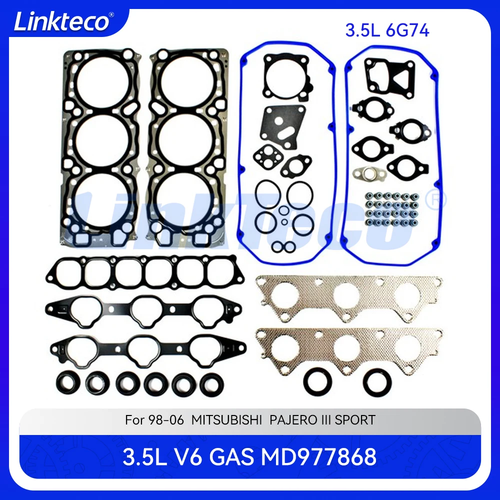 Engine Cylinder Head Full Gasket Set Fit 3.5 T L V6 GAS For 98-06 MITSUBISHI PAJERO III SPORT I 6G74 DOHC 24V 3.5L MD977868