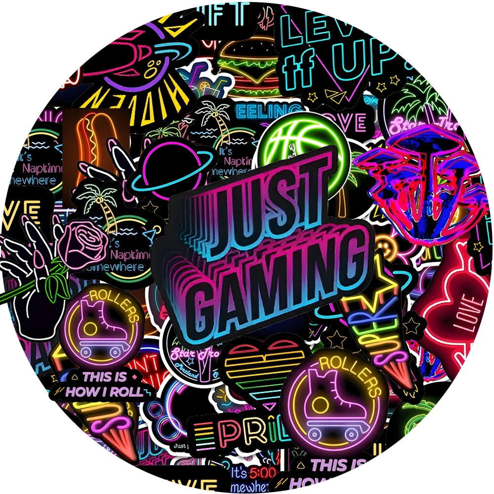 10/30/50pcs Fresco Neon Del Fumetto Graffiti Adesivi Estetica Impermeabile Graffiti Telefono Laptop Notebook Fresco Adesivo Decalcomanie Giocattoli