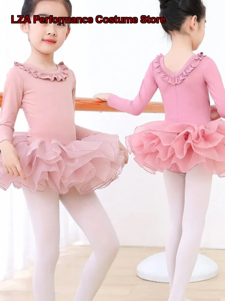 Children's Girls' Long Sleeve Dance Dress Body Suit Chinese Folk Dance Grade Test Long Sleeves Kids