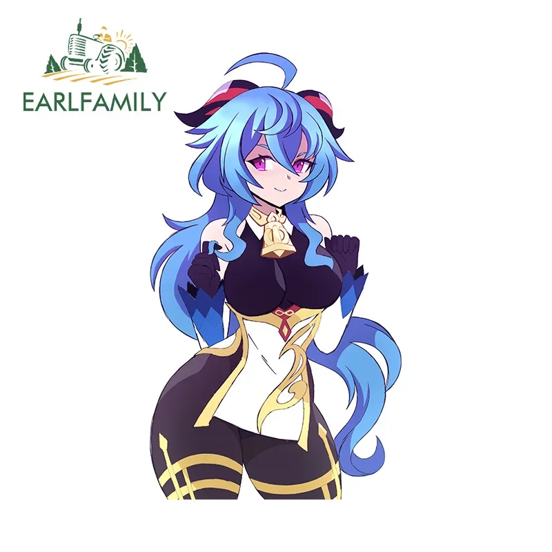 EARLFAMILY 13cm for Ganyu Sexy Booty Car Sticker Car Door Protector Racing Decal NSFW Anime Creative Caravan Funny Decoration