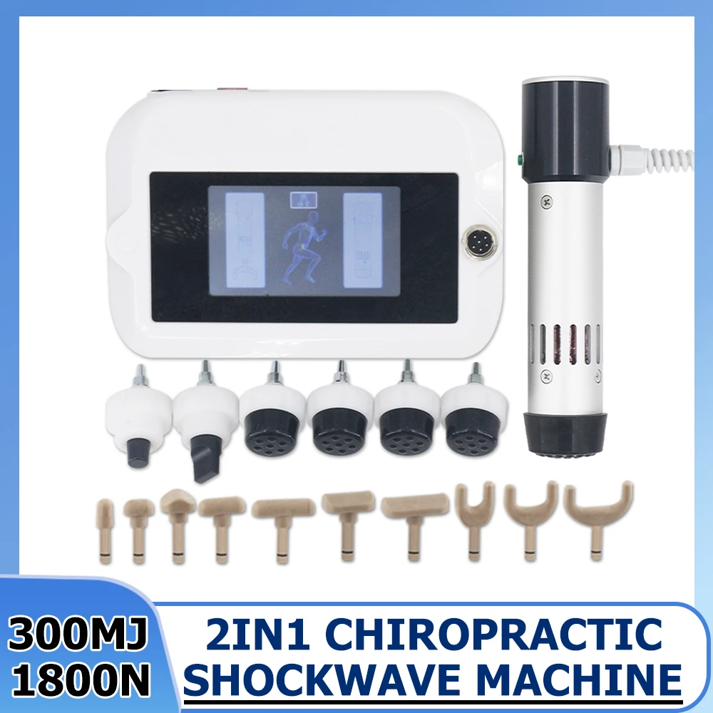 

300MJ Shockwave Therapy Machine Muscle Massage Shoulder Pain Relief 1800N Electric Chiropractic Adjustment Tool Spine Correction