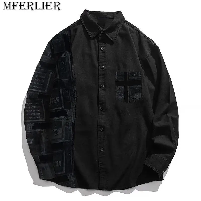 

Men's Spring Autumn New Style Men's Slim Shirt Plus Size Casual Splice Lapel Loose Shirt 10xl 172kg men shirts 9XL