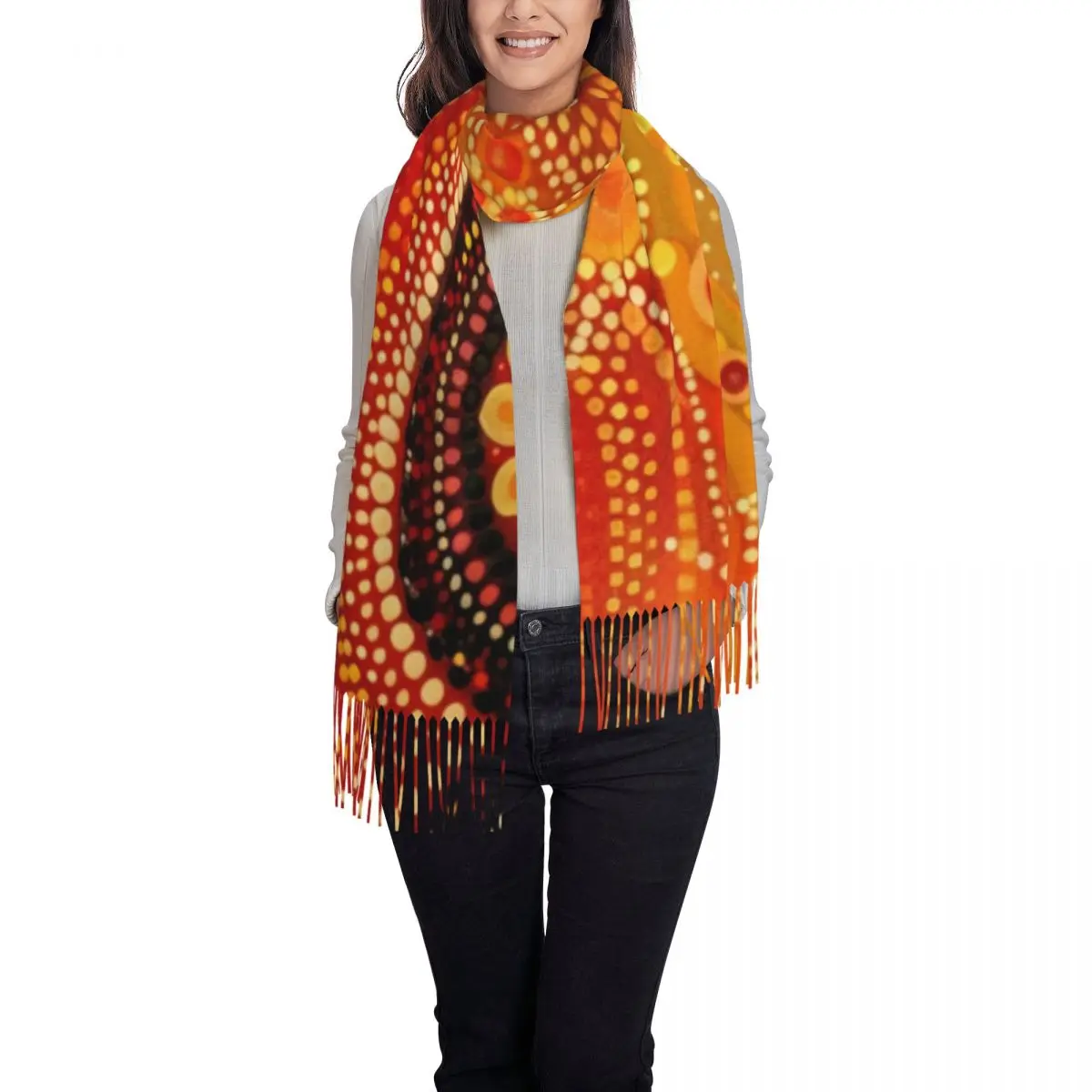 Custom Printed Sunset Dreaming Scarf Men Women Winter Fall Warm Scarves Radiant Aboriginal Dot Art Shawls Wraps