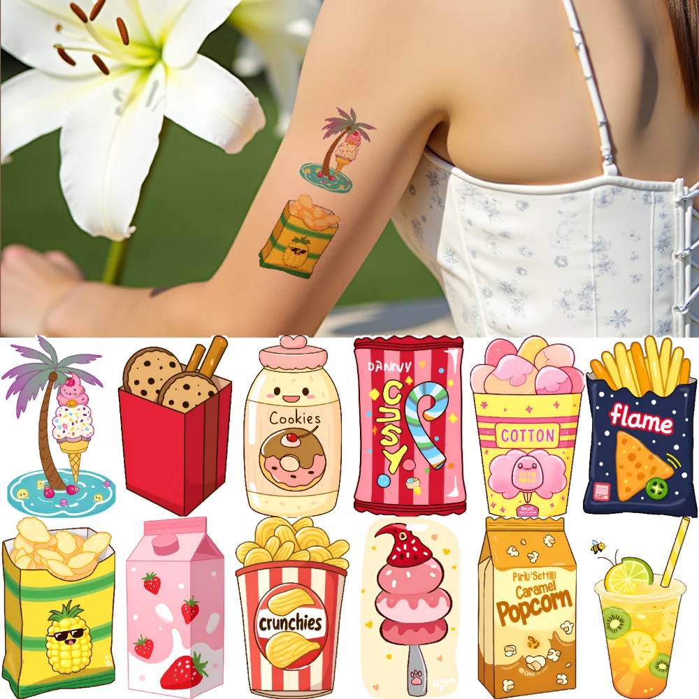 

63pcs Temporary Tattoo Cute Design Cartoon Decorative Stickers Waterproof Long-lasting Body Stickers For Shoulders Children
