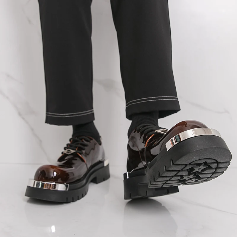 

Men Height-increasing Business Derby Shoes Black Brown Men Thick-soled Anti-slip Fashionable Large-head Workwear Leather Shoes