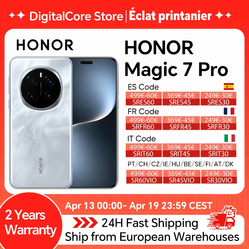 NOUVEAU HONOR Magic7 Pro 5G 2025, Smartphone Snapdragon 8 Elite, Écran LTPO 6,8'' 120Hz, Charge 100W, Version Globale HONOR Magic 7 Pro
