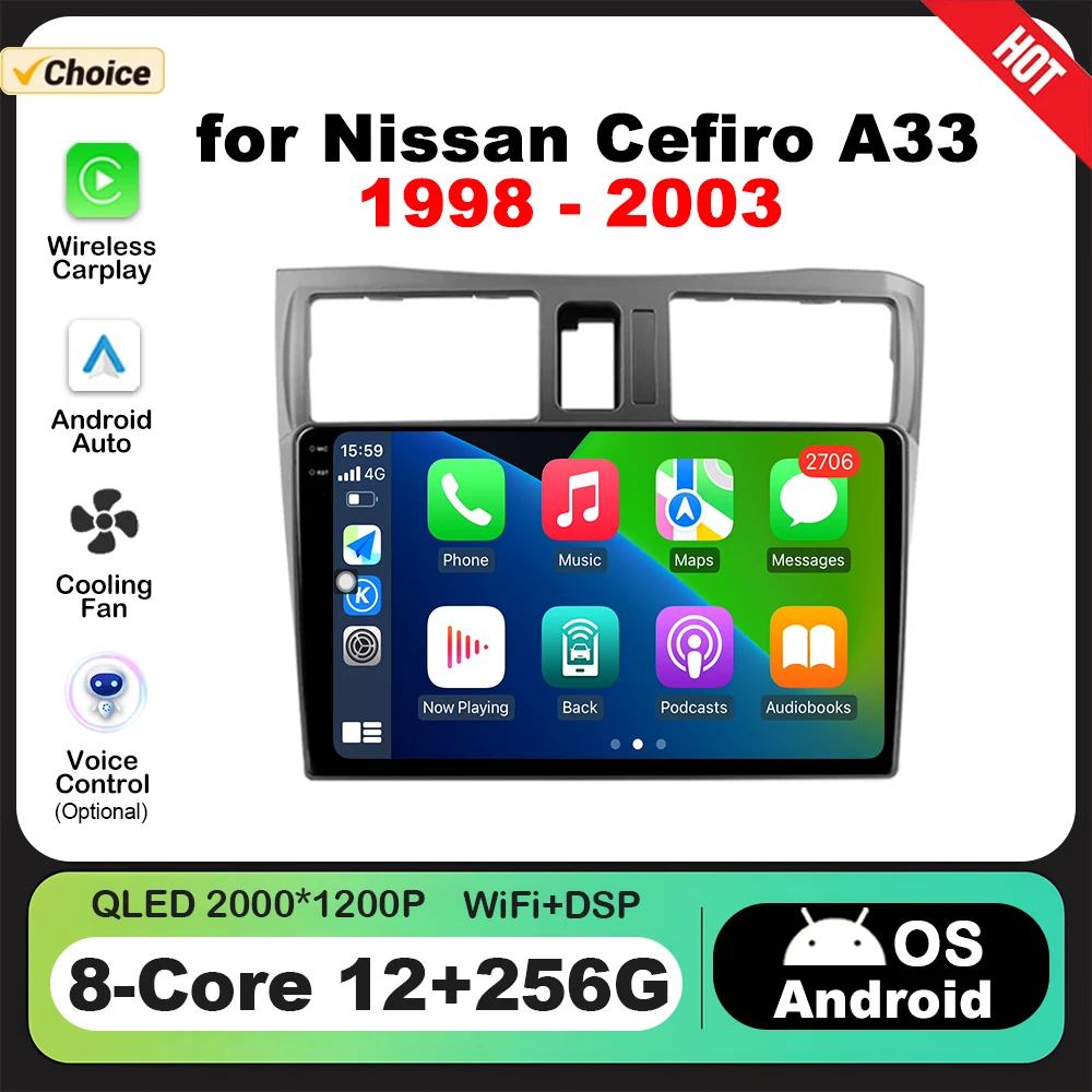 

Android Intelligent System for Nissan Cefiro A33 1998 - 2003 GPS 9 inch Car Radio Video Multimedia Player CarPlay DSP Stereo 4G