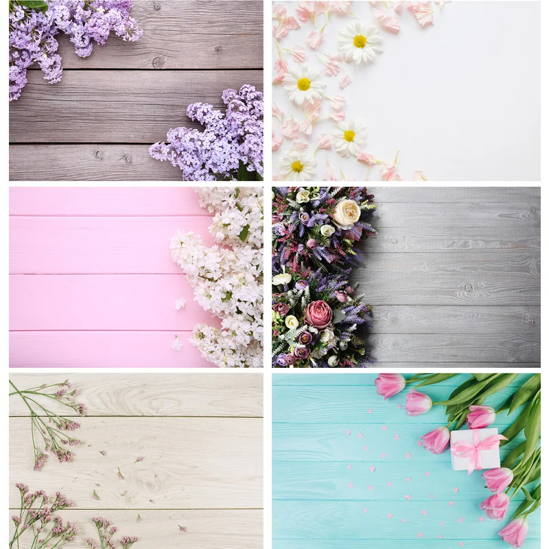 Vinyl Custom Photography Backdrops Props Flower  Wooden floor  Photo Studio Background ZLDT-17