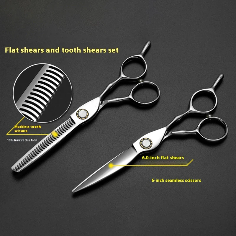 

Professional Barber Scissors Hairdressing Scissors Expert Hairdresser Barber Scissors Hair Scissors Cutting Thinning Set of 6.0
