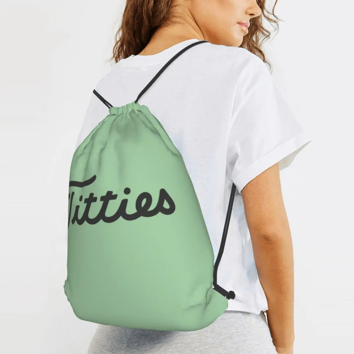 Titties Golf Ball Backpacks Multi-function Drawstring Bags Sports Bag Book Bags for Travel Students