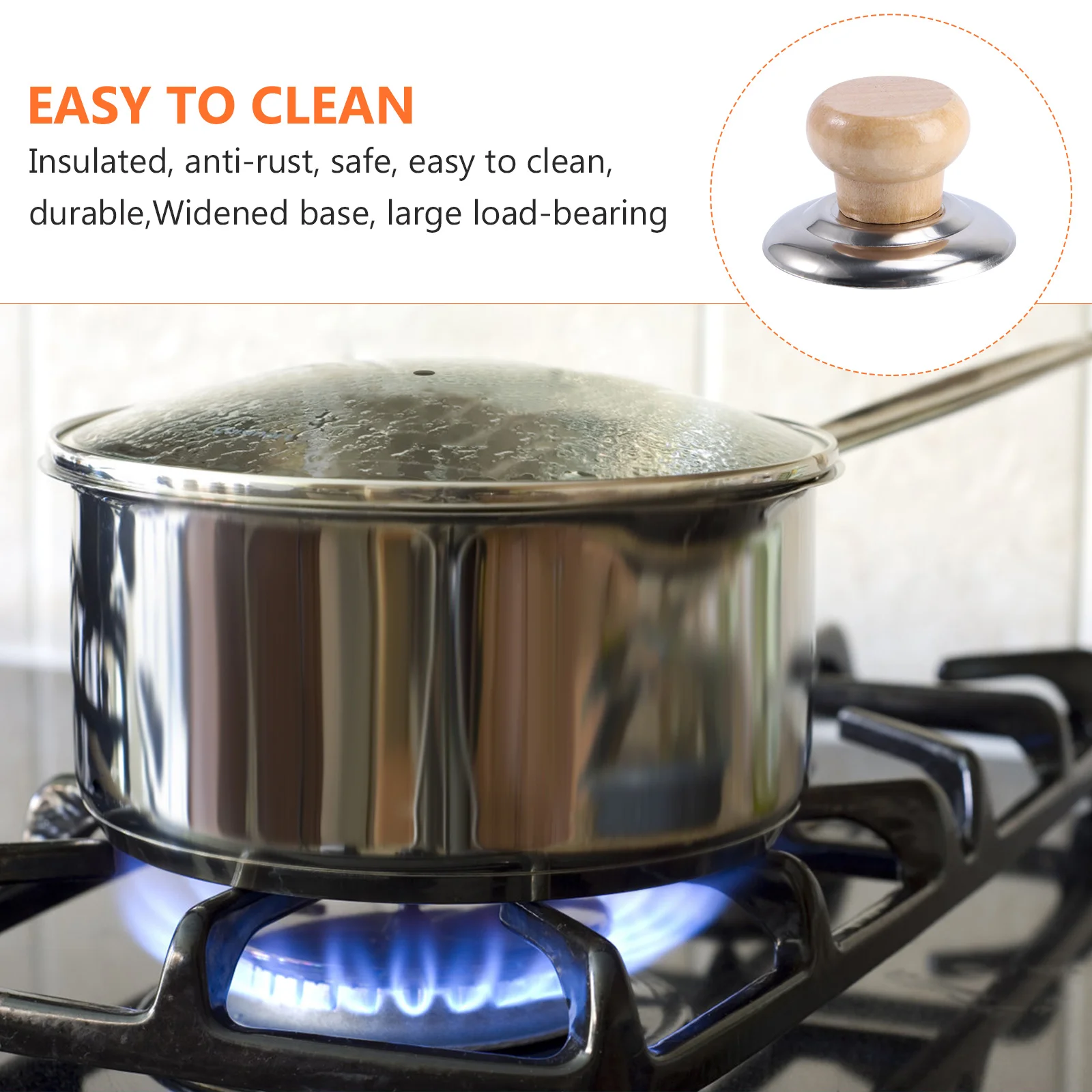 

4pcs Pot Lid Handles Wooden Anti-Scald Replacement Accessories For Cookware Pans Steamers Soup Pots Heat Resistant